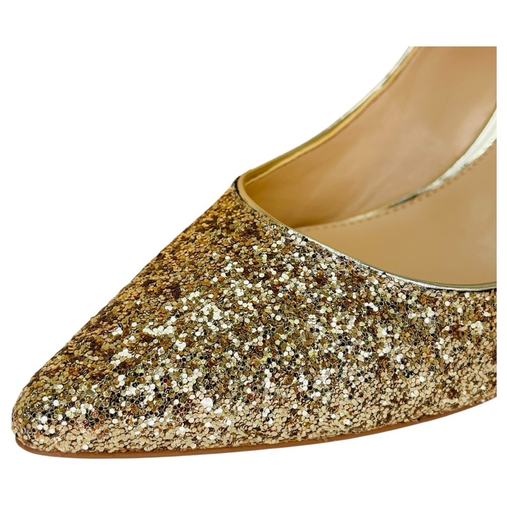 Jewel Badgley Mischka Royalty Gold Chunky Shimmer Womens Heels Size 10M - Picture 6 of 12